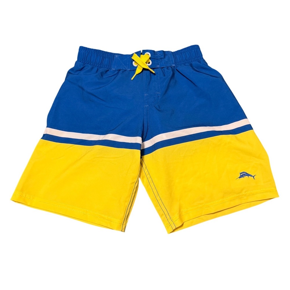 Tommy Bahama Boys‎ Blue Yellow Colorblock Swim Trunks Size 5/6 Board Shorts